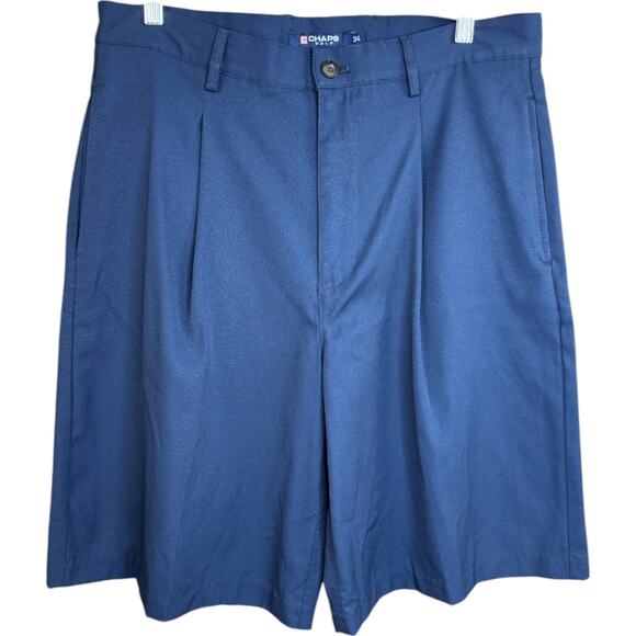 Chaps Golf Men's Pleated Shorts 34 Blue Polyester Lightweight Casual Dressy - Picture 1 of 13